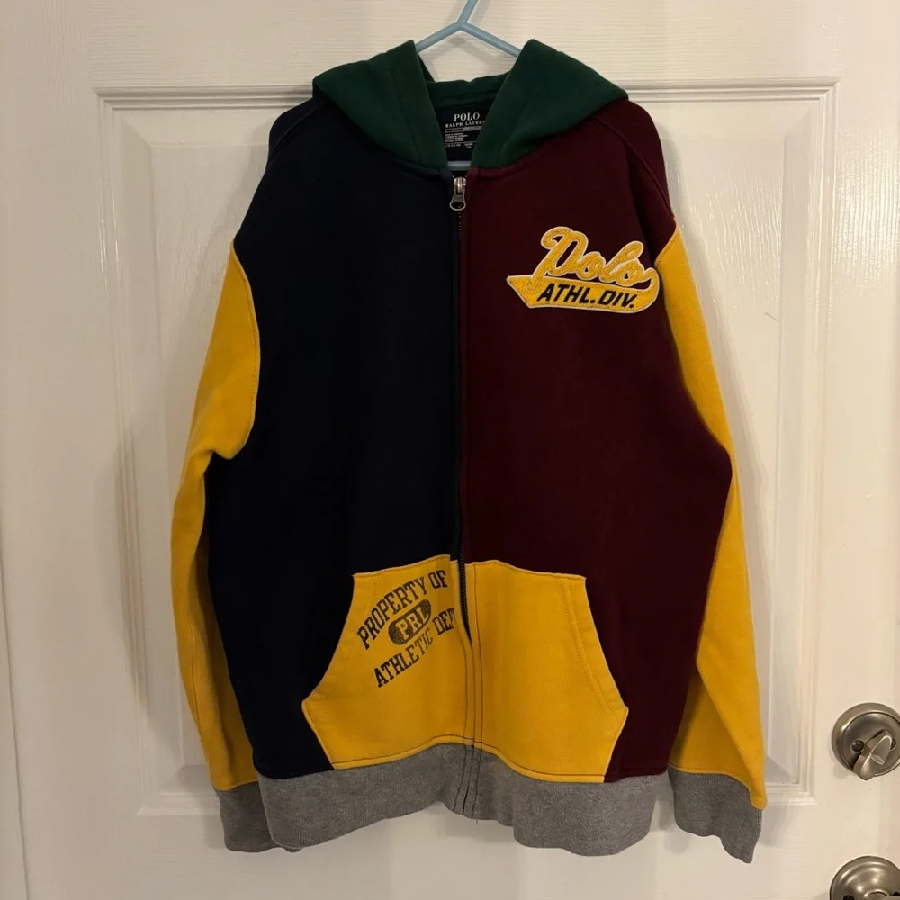 Polo Ralph Lauren Youth Kids Colorblock‎ Zip Hoodie Size Large 14-16